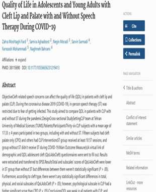 Quality of Life in Adolescents and Young Adults with Cleft Lip and Palate with and Without Speech Therapy During COVID-19